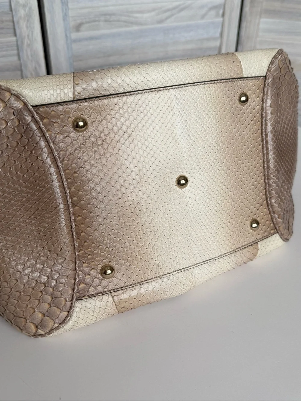 *RARE* Gucci Python Sukey Bag - Beige & Cream Python Satchel with Bamboo Accents